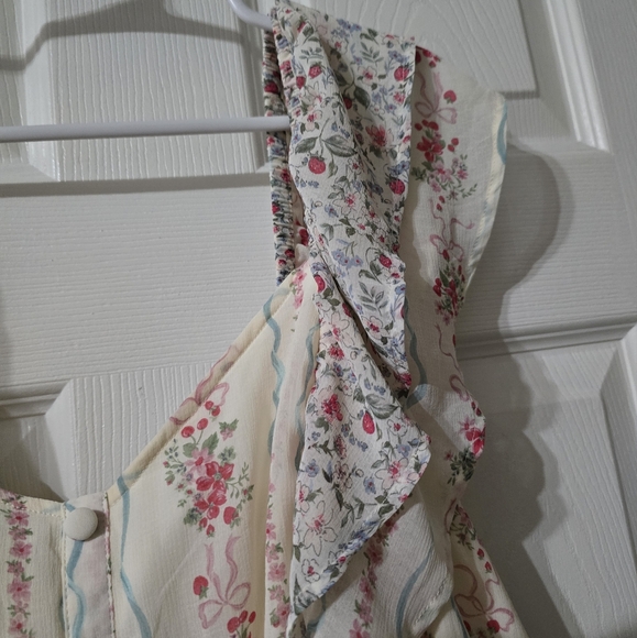 Torrid Ruffle Cinched Floral & Bow Print Cutesy Coquette Blouse, Size 2X, EUC! - Picture 7 of 16